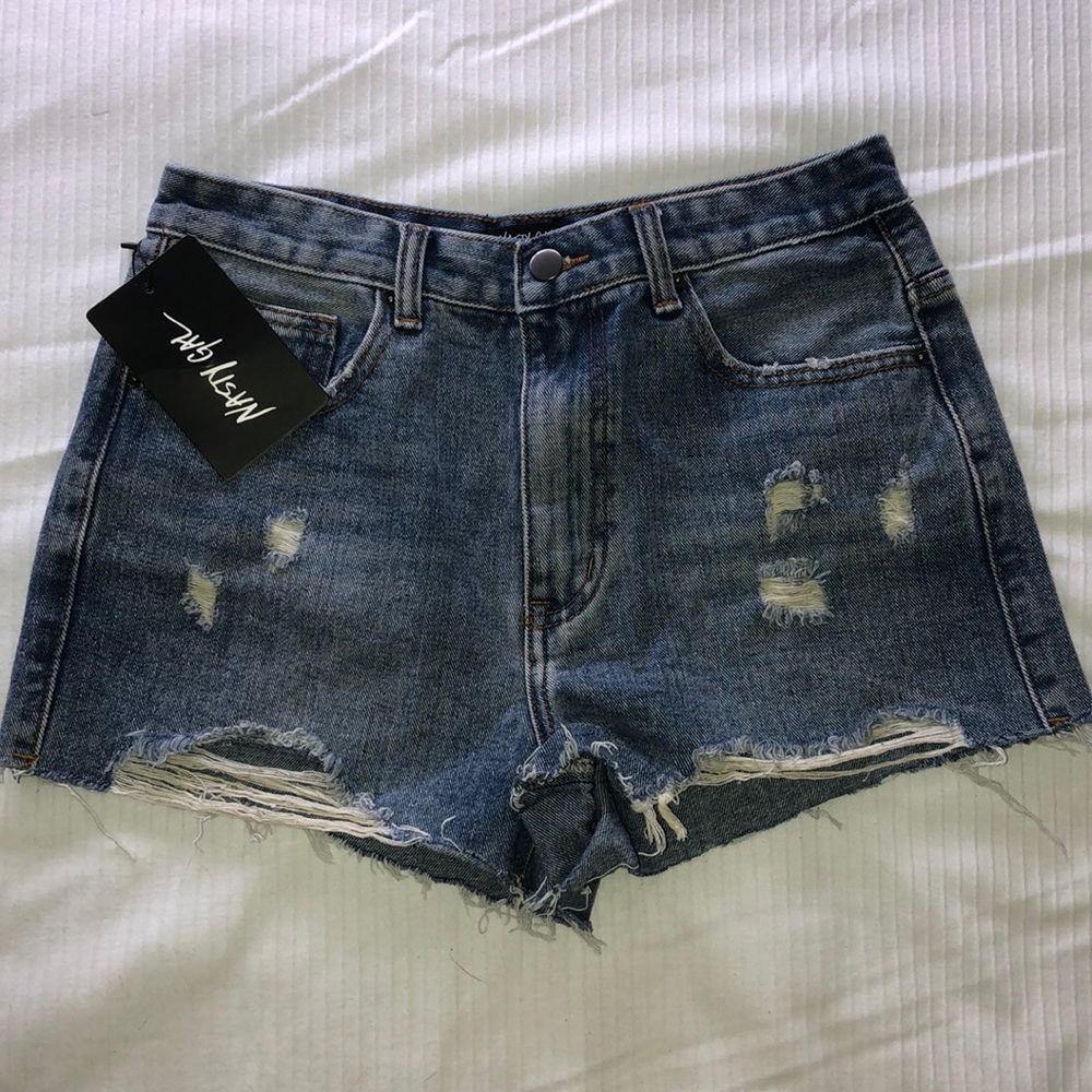 NWT NASTY GAL distressed denim shorts